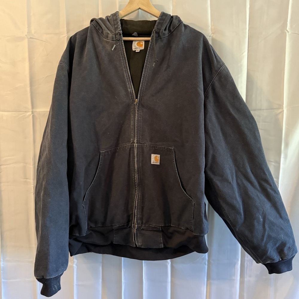Carhartt 2XLT J131 DNY Navy Blue USA Union Made Duck Canvas Jacket Chore Farmer